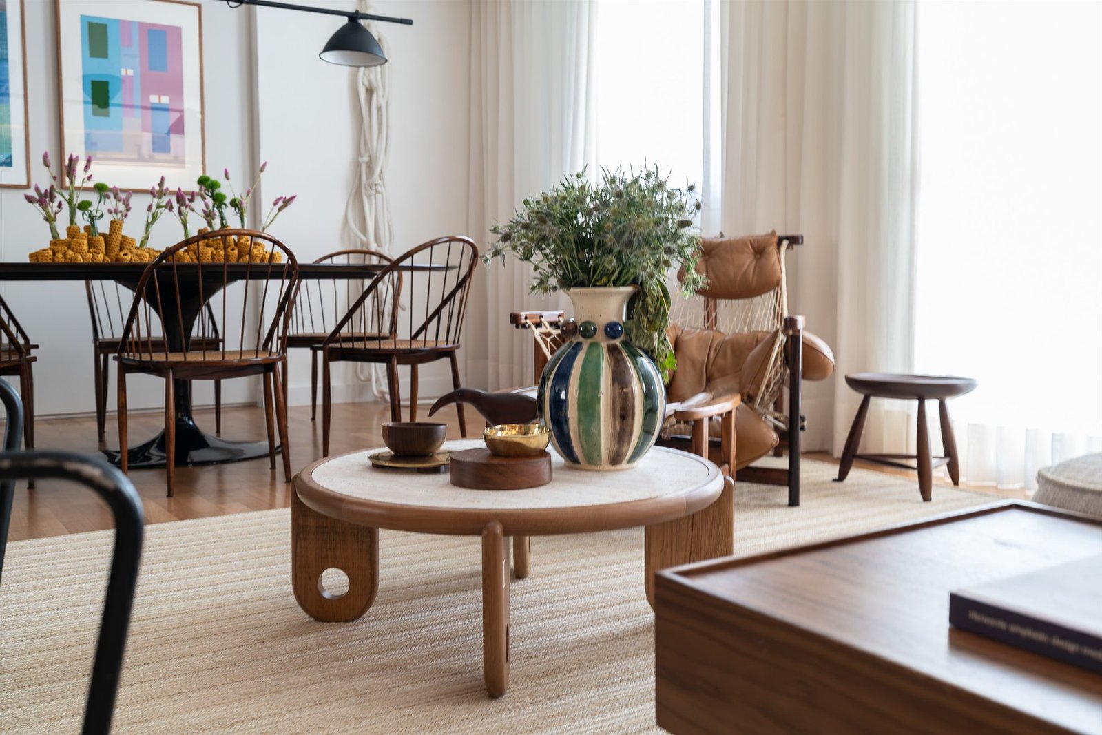 Sheer curtains in a dining area